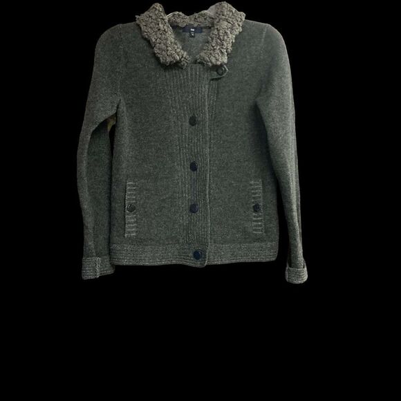GAP 100% Wool Gray Button Up Sweater Cardigan Shrug Size XS - Picture 4 of 10